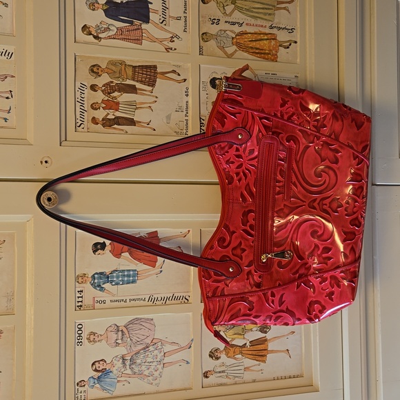 M.C. Handbags - M.C. red tooled bag